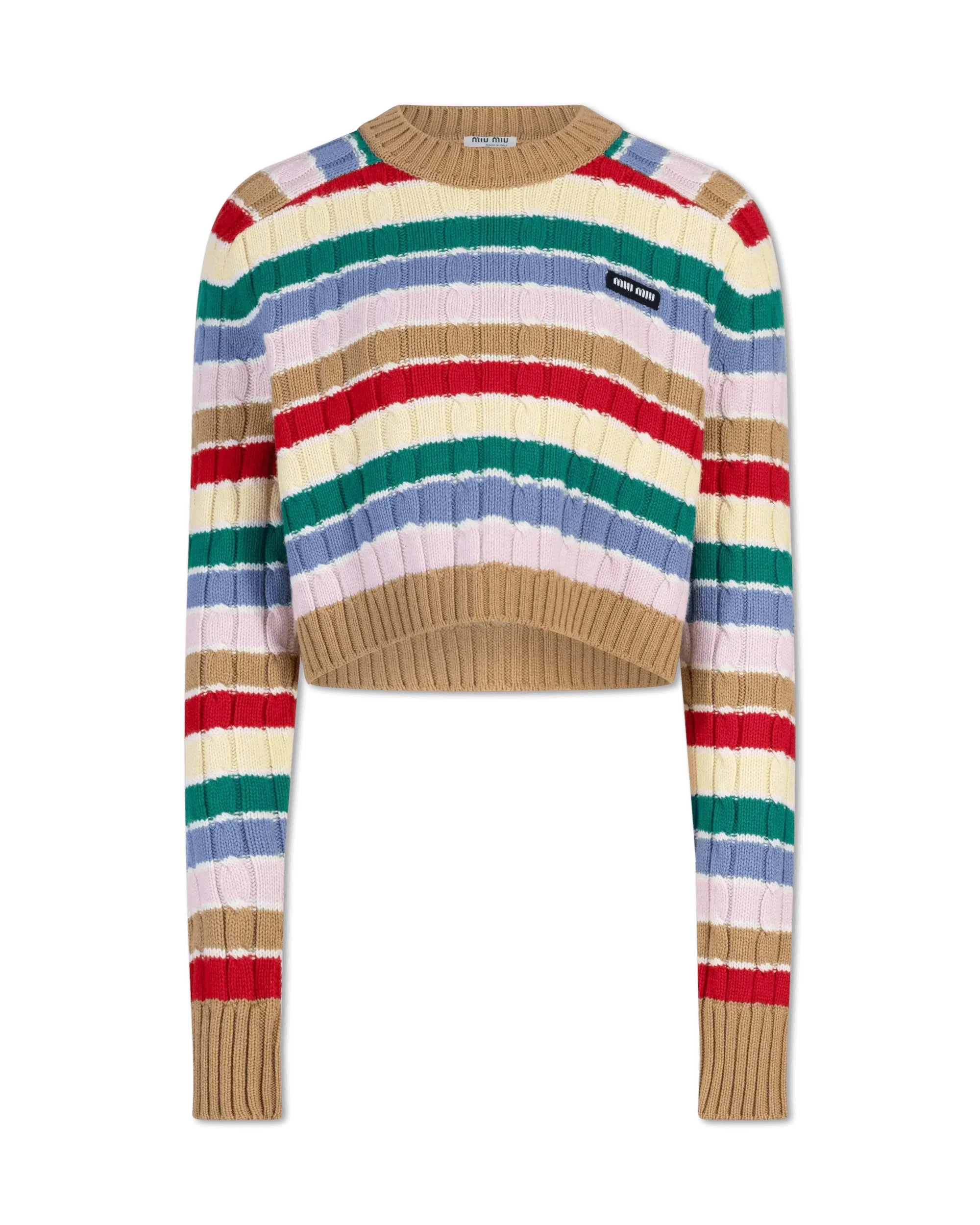 Cashmere Striped F5 Crop Top Sweater