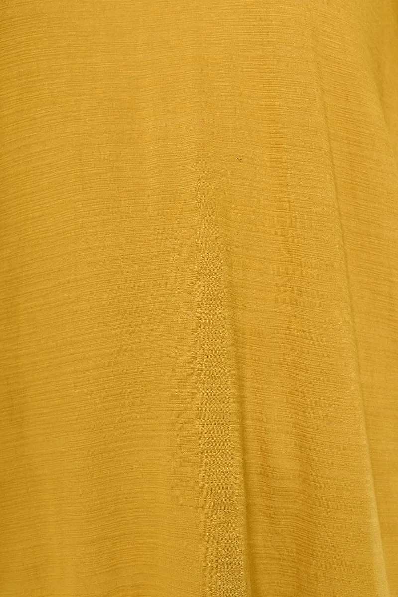 Myra Three Quarter Sleeve Slub Tee with Ruffled neckline